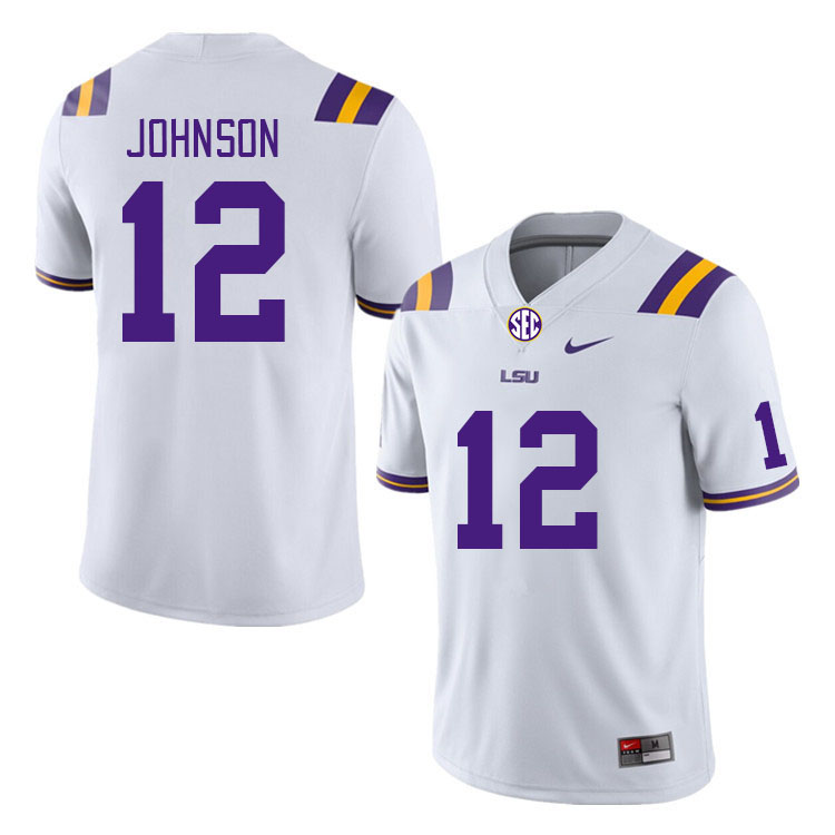 Men #12 JK Johnson LSU Tigers College Football Jerseys Stitched-White
